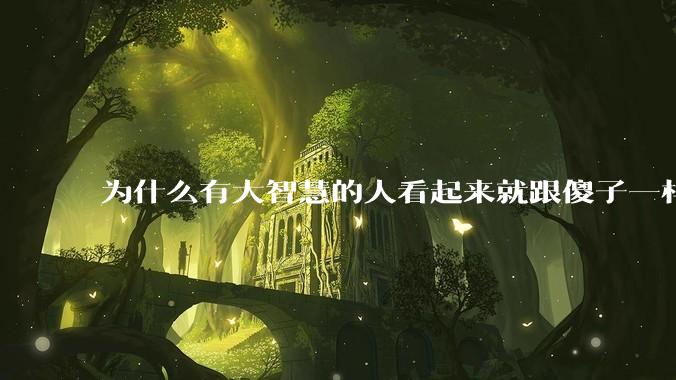 为什么有大智慧的人看起来就跟傻子一样？